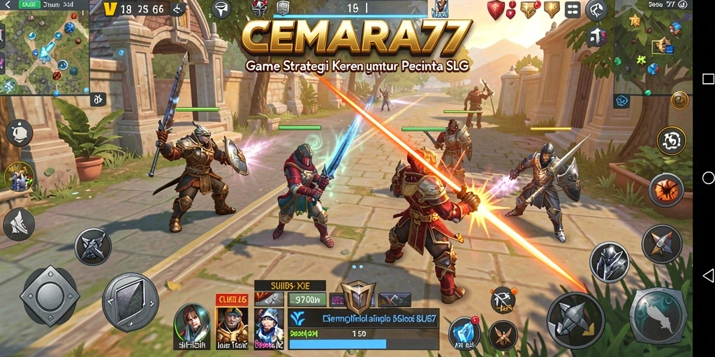 Screenshot gameplay menampilkan strategi pertempuran dalam CEMARA77.