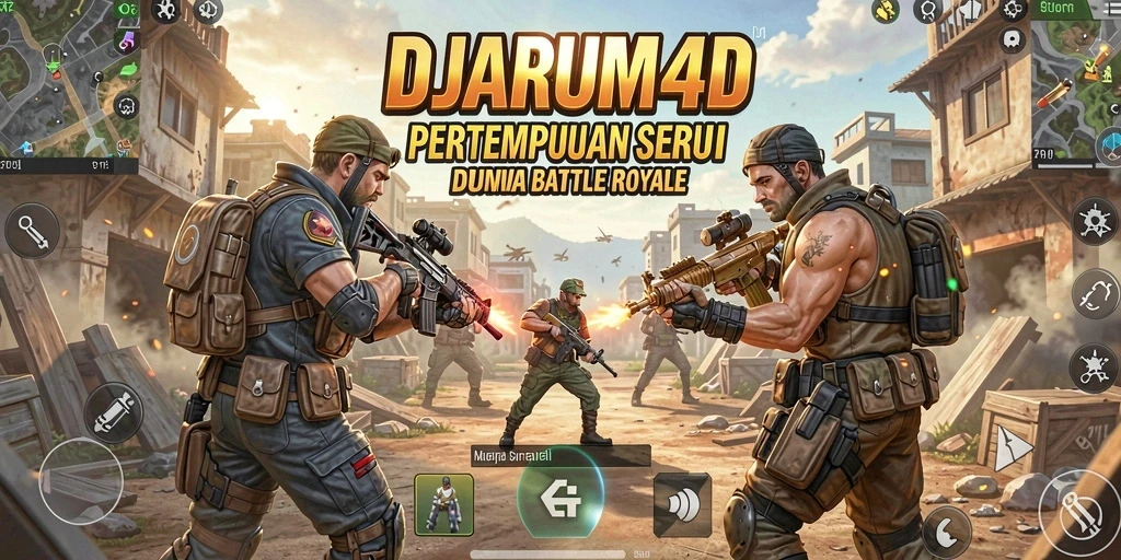 Screenshot utama DJARUM4D menampilkan aksi pertempuran Battle Royale yang mendebarkan.