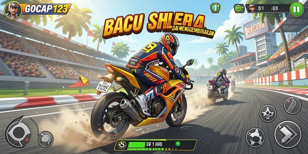 Screenshot GOCAP123 menampilkan aksi balapan motor yang mendebarkan.