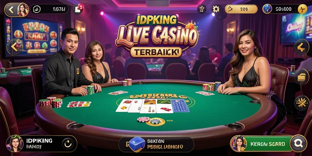 Screenshot IDPKING menampilkan dealer langsung dalam aksi permainan Live Casino.