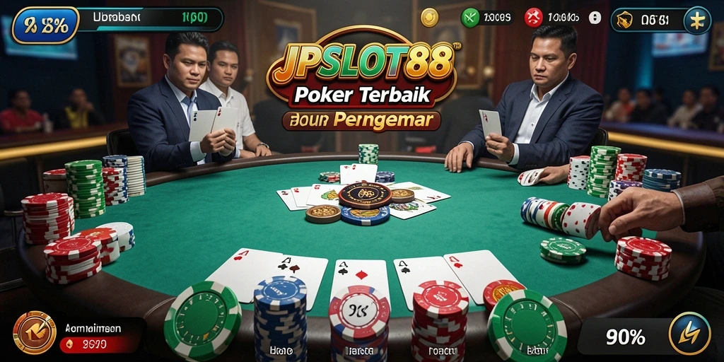 Screenshot utama JPSLOT88 menampilkan suasana bermain Poker yang seru dan kompetitif.