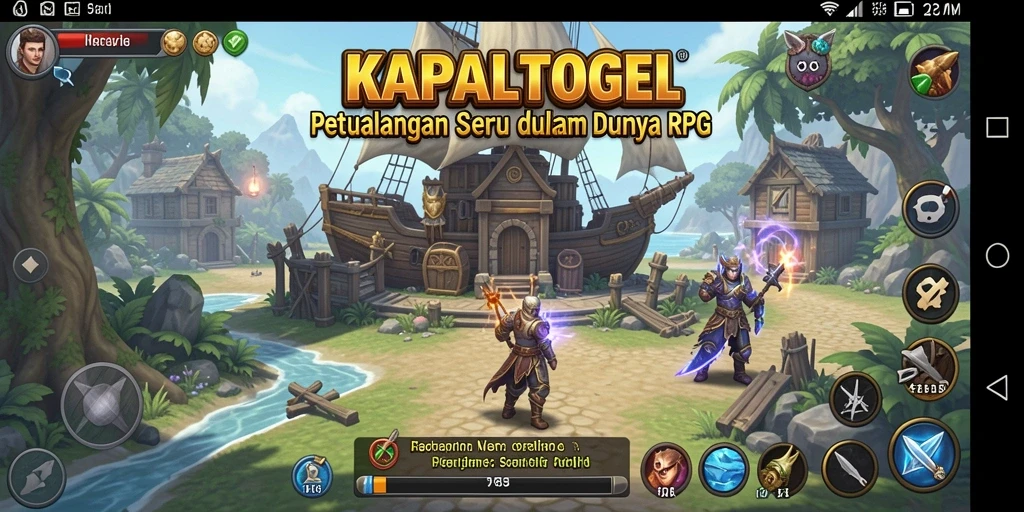 Gameplay RPG KAPALTOGEL dengan grafis menawan dan karakter beragam.