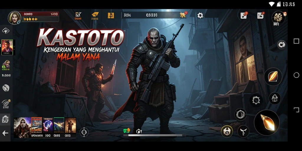 Screenshot gameplay KASTOTO menampilkan suasana mencekam dan monster menyeramkan.