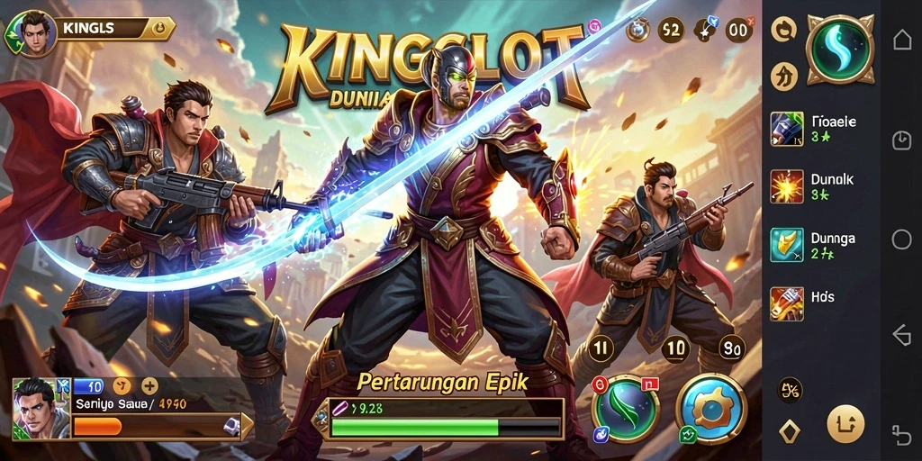 Tampilan Gameplay KINGSLOT dengan pertarungan menegangkan dan grafis luar biasa.