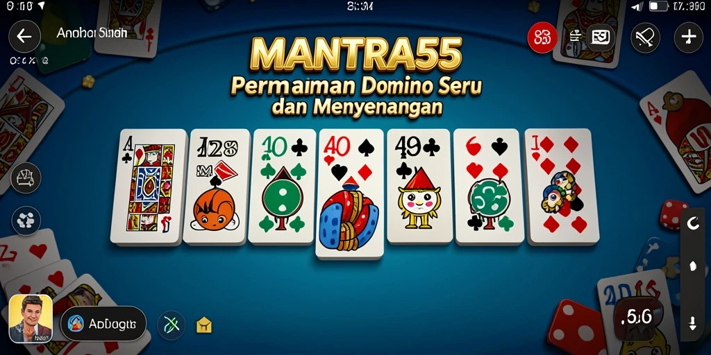 Tampilan menarik dari gameplay MANTRA55 dengan aksi seru bermain Domino.