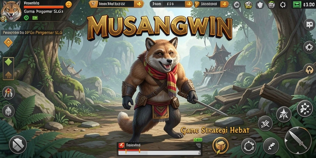 Tangkapan layar utama MUSANGWIN yang menunjukkan aksi strategi yang seru.