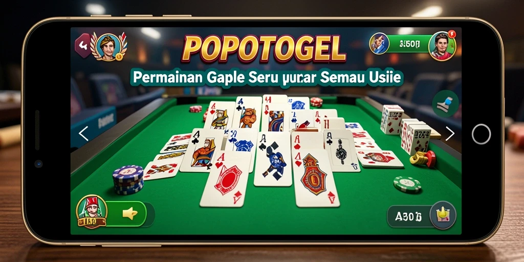 Screenshot utama menunjukkan gameplay seru Gaple di POPOTOGEL.