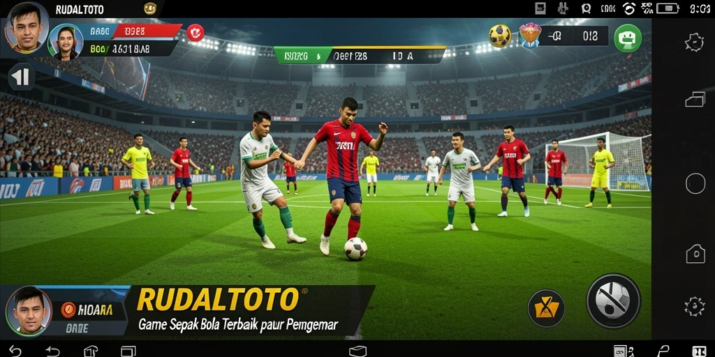 Tangkapan layar utama RUDALTOTO menampilkan aksi sepak bola yang mendebarkan.