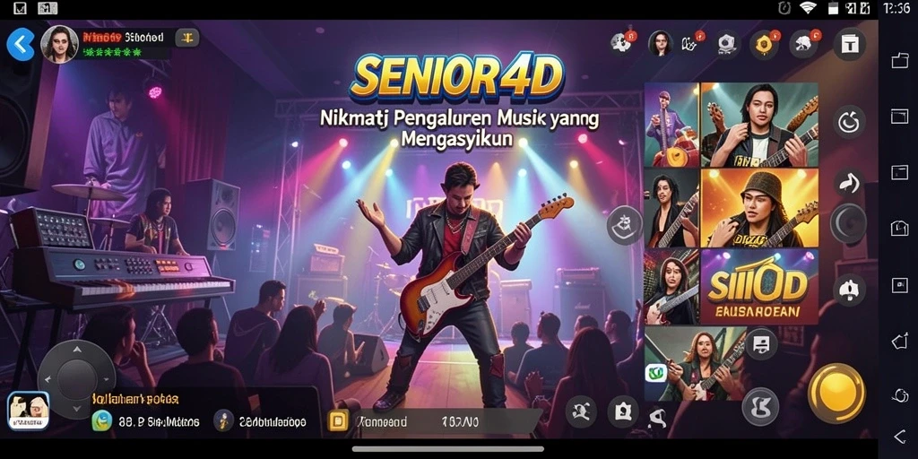 Gameplay SENIOR4D yang menunjukkan interaksi musik yang menyenangkan.