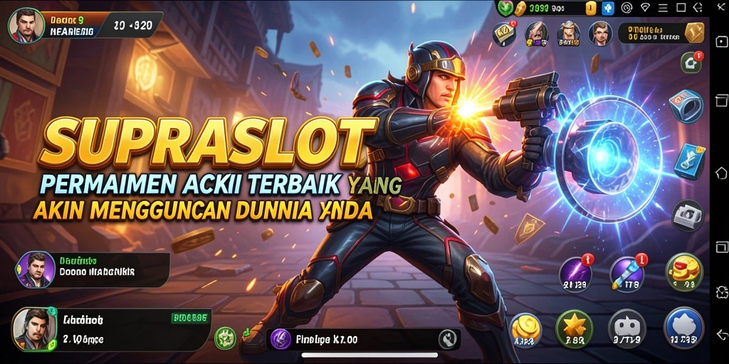 Tangkapan layar SUPRASLOT menampilkan aksi seru dan grafis impresif.
