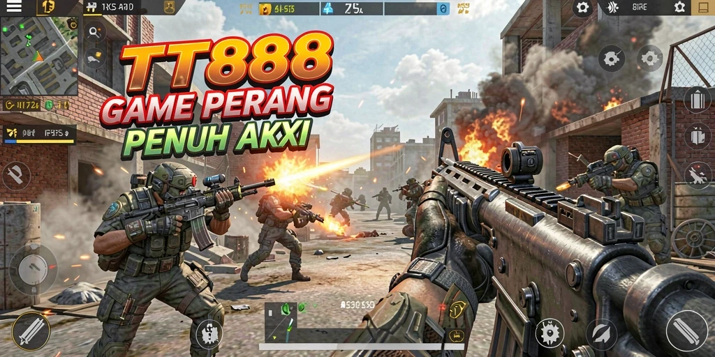 Screenshot TTT888 menampilkan aksi seru di medan perang FPS.