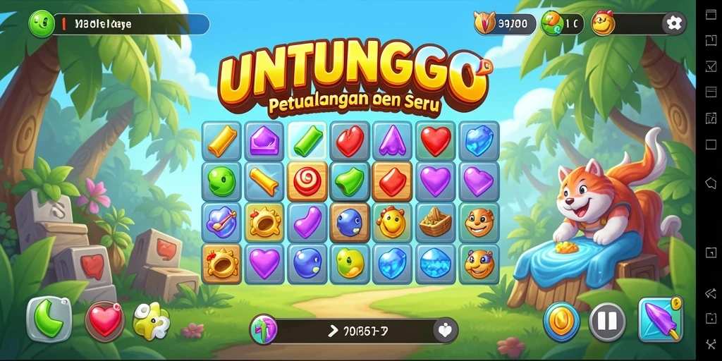 Tampilan gameplay menarik dari UNTUNGGO dengan tantangan Match-3.
