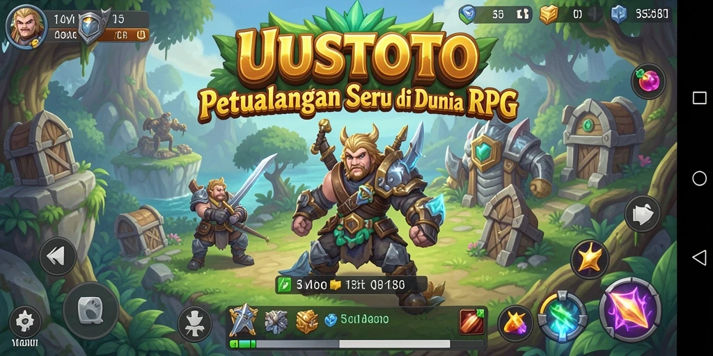 Tampilan screenshot UUSTOTO menunjukkan pertempuran RPG yang intens dan menakjubkan.