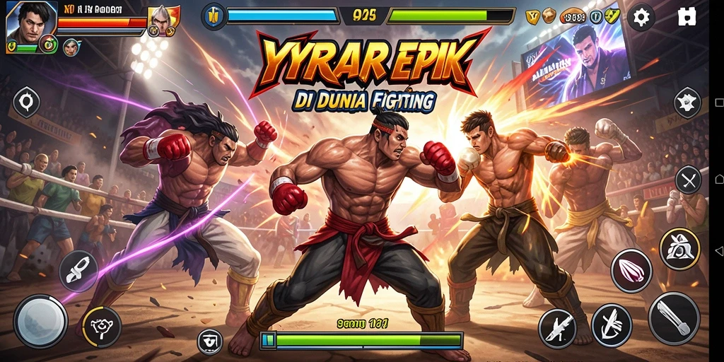 Gameplay YYRR yang seru dan mendebarkan dalam pertarungan Fighting.