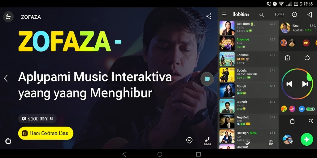 Tampilan gameplay ZOFAZA dengan musik interaktif yang seru.